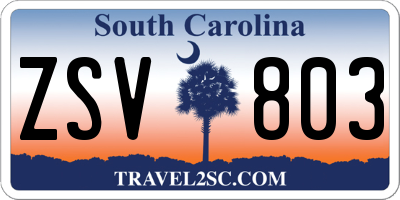 SC license plate ZSV803