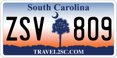 SC license plate ZSV809