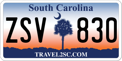 SC license plate ZSV830