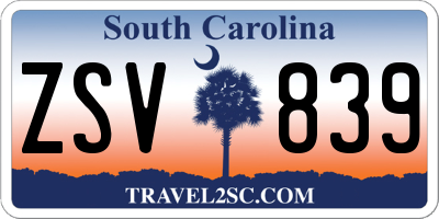 SC license plate ZSV839