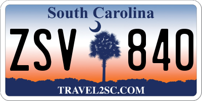 SC license plate ZSV840