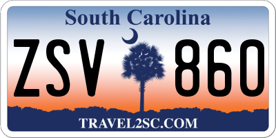 SC license plate ZSV860