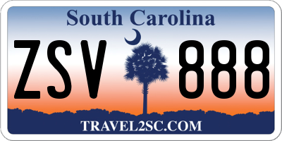 SC license plate ZSV888