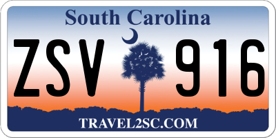 SC license plate ZSV916