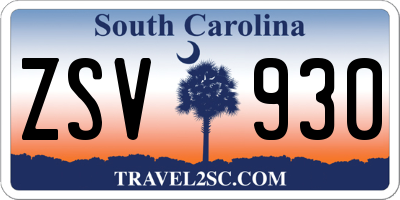 SC license plate ZSV930