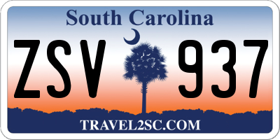 SC license plate ZSV937