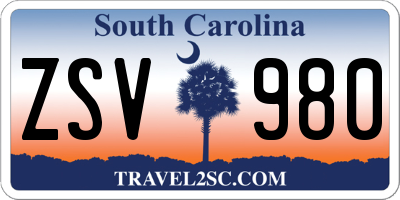 SC license plate ZSV980