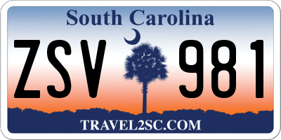 SC license plate ZSV981