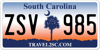 SC license plate ZSV985