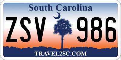 SC license plate ZSV986