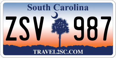 SC license plate ZSV987