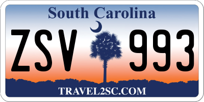 SC license plate ZSV993