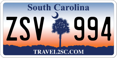 SC license plate ZSV994