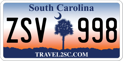 SC license plate ZSV998