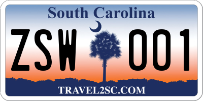 SC license plate ZSW001
