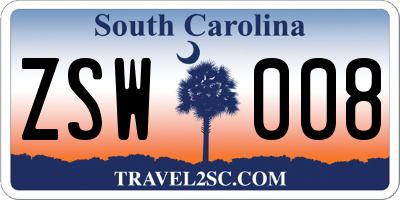 SC license plate ZSW008