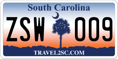 SC license plate ZSW009