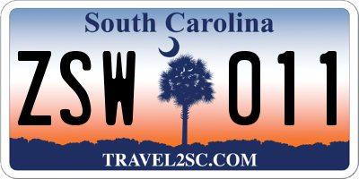 SC license plate ZSW011
