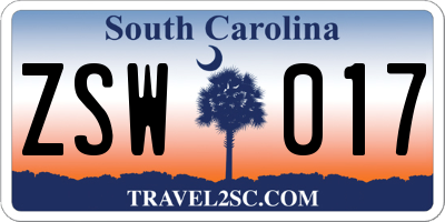 SC license plate ZSW017