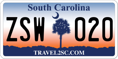 SC license plate ZSW020