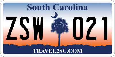 SC license plate ZSW021