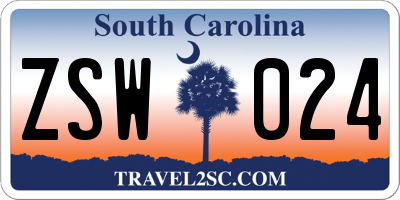 SC license plate ZSW024