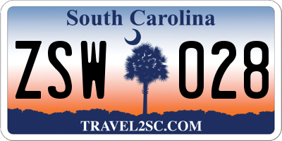 SC license plate ZSW028