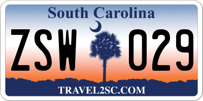SC license plate ZSW029