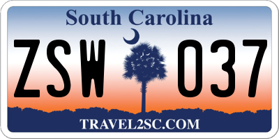 SC license plate ZSW037