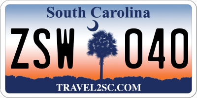 SC license plate ZSW040