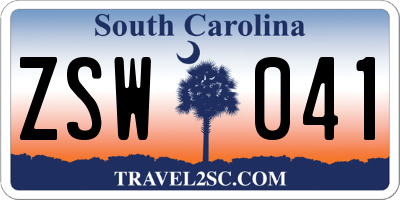 SC license plate ZSW041