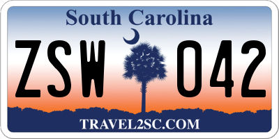 SC license plate ZSW042