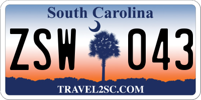 SC license plate ZSW043