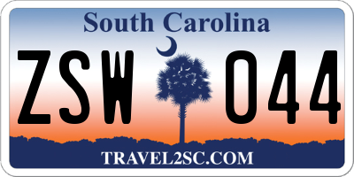 SC license plate ZSW044