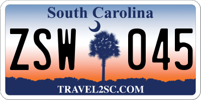 SC license plate ZSW045