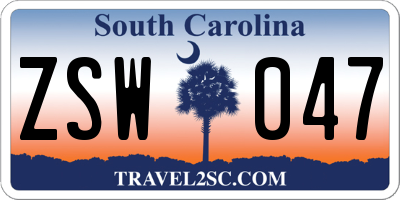 SC license plate ZSW047