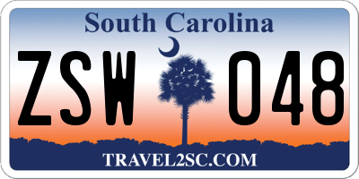 SC license plate ZSW048