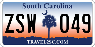 SC license plate ZSW049