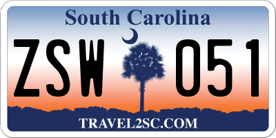 SC license plate ZSW051