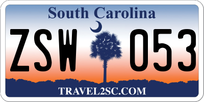 SC license plate ZSW053