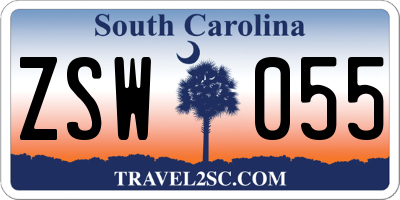 SC license plate ZSW055