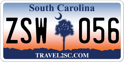 SC license plate ZSW056