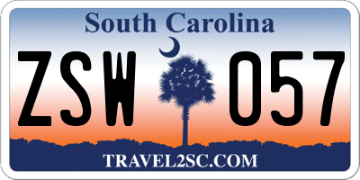 SC license plate ZSW057