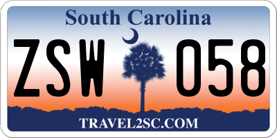 SC license plate ZSW058