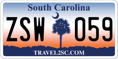 SC license plate ZSW059