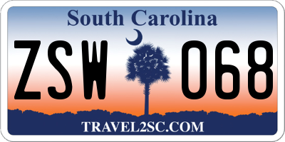 SC license plate ZSW068