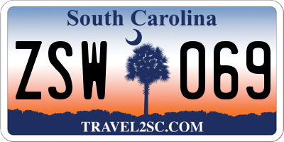 SC license plate ZSW069