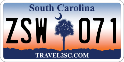SC license plate ZSW071