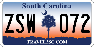 SC license plate ZSW072