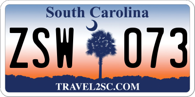 SC license plate ZSW073